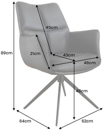 Bureaustoel PAPILLON zwart echt leer zwart metalen frame met armleuning - 45184