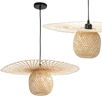 Toolight App881-1Cp Natural Hanglamp Zwart 57X57X18Cm