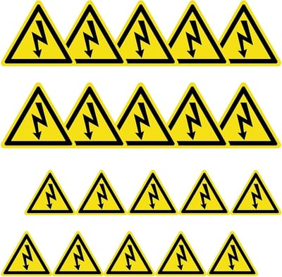 Veiligheidsstickers voor Elektrische Gevaren - 20 Stuks PVC, Waterdicht en UV-Bestendig, Ideaal voor Binnen en Buiten Gebruik