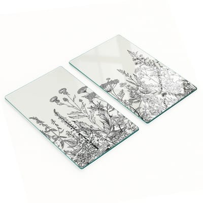 Glazen snijplanken met afbeeldingen van wilde bloemen, 2x30x52 cm