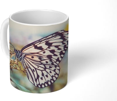 Mok - Koffiemok - Vlinder - Bloemen - Lente - Mokken - 350 ML - Beker - Koffiemokken - Theemok