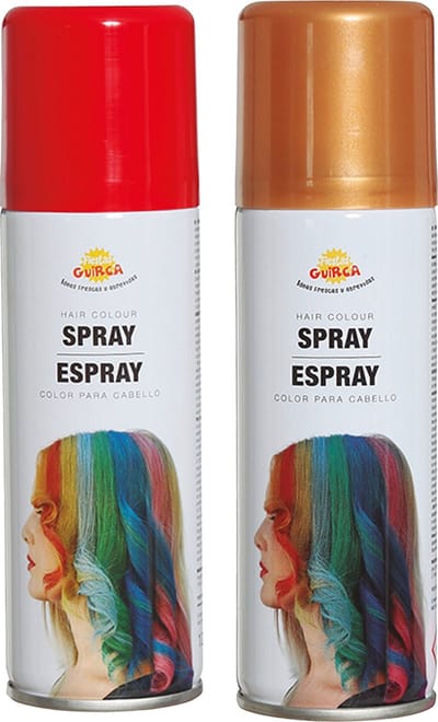 Fiesta Guirca Carnaval verkleed haar verf/spray - rood en goud - spuitbus - 125 ml