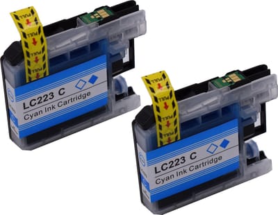 KATRIZ® huismerk inkt voor|brother LC223C |10ml | ( 2stuks) - Met chip
