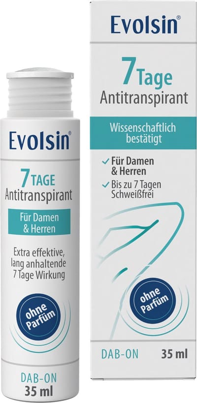 Evolsin® Antitranspirant Roller - Tot 7 dagen zweetvrij - Deo-alternatief - Parfumvrij - 35 ml
