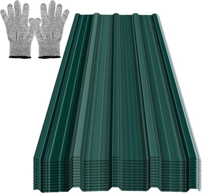 Set van 12 Dakplaten, Gegalvaniseerde Staalplaten in Groen voor Dakbedekking en Carports