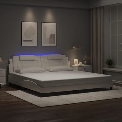 vidaXL - Bedframe - "Viana" - met - LED - zonder - matras - wit - 200x200 - cm