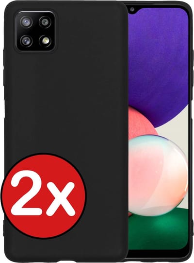 Hoesje - 2 Stuks - Geschikt voor Samsung Galaxy A22 4G - Sterk & Shockproof - Telefoonhoes - Back Cover - Case Siliconen - Telefoon Hoes - Zwart