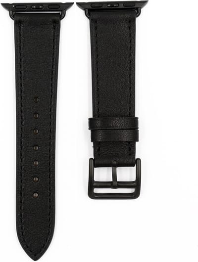 DrPhone LAB1- Lederen Armband - Geschikt voor iOS Horloge 42/44/45mm - Horlogeband - Zwart