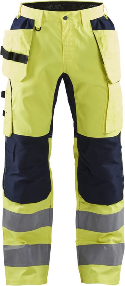 Blaklader Werkbroek met stretch High Vis 1552-1811 - High Vis Geel/Marineblauw - D132