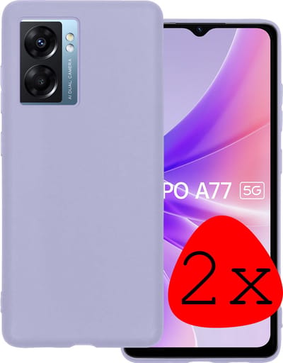 Hoesje 2 Stuks - Geschikt voor OPPO A77 - Sterk & Shockproof - Case Siliconen - Back Cover - Telefoon Hoes - Lila