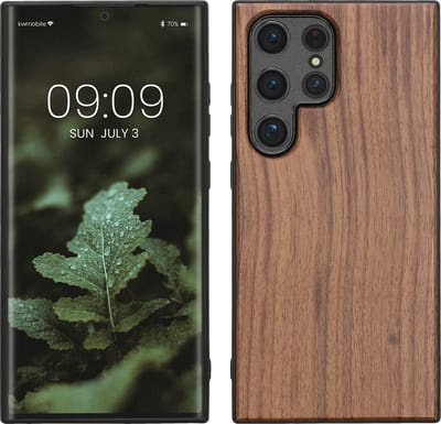 kwmobile telefoonhoesje geschikt voor Samsung Galaxy S24 Ultra - Hoesje met bumper in donkerbruin - Backcover - hout