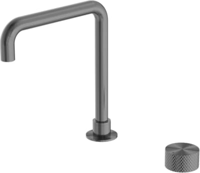 Owen & Finch Messing Hoge Progressive Wastafelkraan – Geborsteld Grafiet | Brushed Graphite PVD – Diamantkarteling – Voor Waskommen