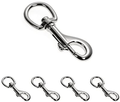 SnelShoppen - Carabiner haak met draaikop en gewrichten, 68 mm lang, 16 mm oog, 4 stuks, sterk legering staal, zilver, ideaal voor hondenlijn, paracor