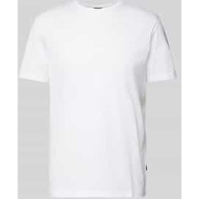 T-shirt met geribde ronde hals, model 'Cosmo'