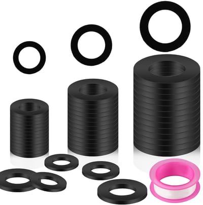 36 Stuks Waterkraan Dichting Ringen Rubber Set voor Douche Slang en Kraan O Ring en Wasmachine voor 1/2 Inch 3/4 Inch 1 Inch Zwart