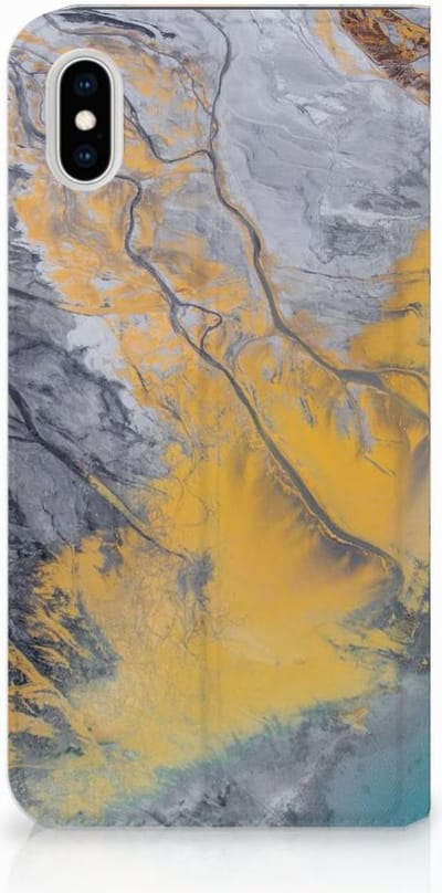 Apple iPhone Xs Max Standcase Marble Blue Gold