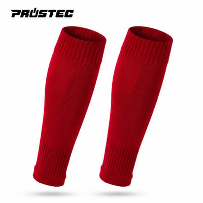 Prostec Voetbalsokken Zonder Voet - Sok Sleeve - Met Grip - 40-46 - Rood
