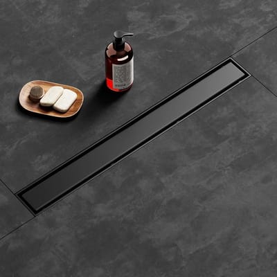 Lineaire Doucheafvoer - Douchegoot Vloerput - Badkamer Nat Houden - 2-in-1 Tegelinzetpaneel - 61 cm - Zwart