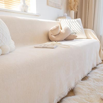 Chenille Bankhoes Stof voor Alle Seizoenen Effen Kleur Volledige Hoes Bankhanddoek Crème Stijl High-end Eendelig Bankdeken 180*130cm