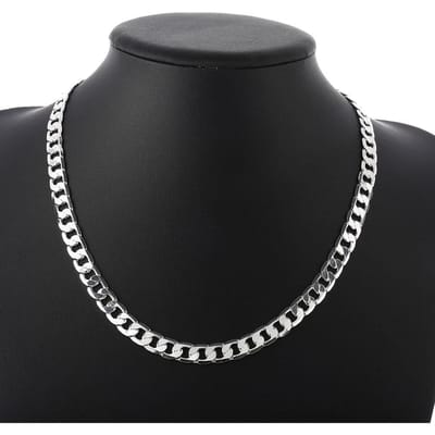 40-60CM Sterling 18K goudkleur 8MM Kettingen Klassieke zijwaartse ketting voor Mannen vrouwen Fijn Juwelen Bruiloft feest 40cm black