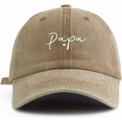 1 Stuk PAPA Print Gewassen Baseballpet, Klassiek Casual Retro Verstelbare Lichtgewicht Zonbescherming Veelzijdige Chauffeurspet voor Dagelijks Gebruik Adjustable kaki