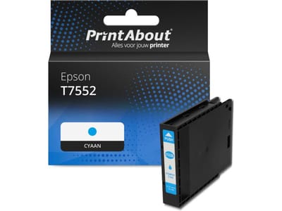 PrintAbout huismerk Inktcartridge T7552 Cyaan Geschikt voor Epson