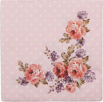 Clayre & Eef Servetten Papier Set van 20 33x33 cm (20) Roze Papier Bloemen