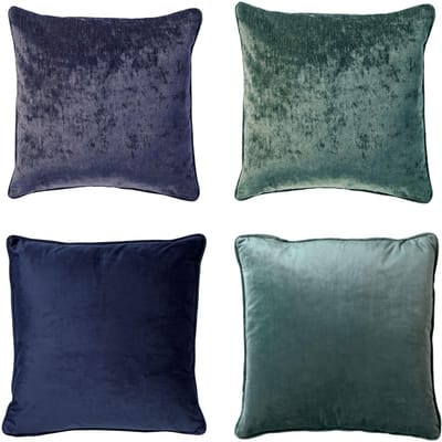Dutch Decor - KUSSENSET - 4-delig - Velvet Elegance - 45x45 cm - inclusief binnenkussens - blauw, groen - Met Ritssluiting – Decoratie Kussens - Comfortabele kussentjes voor op de Bank