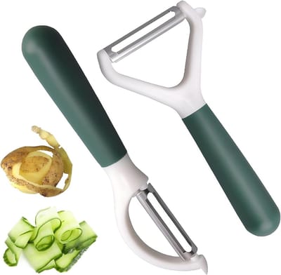 Set van 2 RVS Schillers met Dubbelzijdig Mes en Pendulumblad - Ergonomische Handgreep voor Aardappelen, Groenten en Fruit