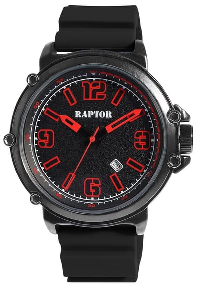 Raptor herenhorloge siliconen met siliconen horlogeband en datumaanduiding