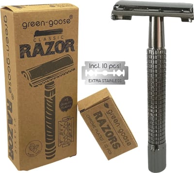 Safety Razor Double Edge Scheermesjes + 5 Titanium Scheermesjes – Dubbelzijdig Scheermes Voor Mannen en vrouwen – Klassiek Scheermes - Baard