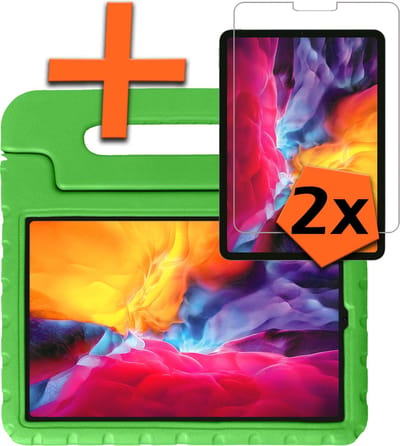 Hoesje - Geschikt voor Apple iPad Pro (2024/2025) - 11 inch - Met 2x Screenprotector - Kinderhoes Shockproof Bumper - Kidsproof Case - Tablet Hoes - Kinder Hoes Cover - Groen