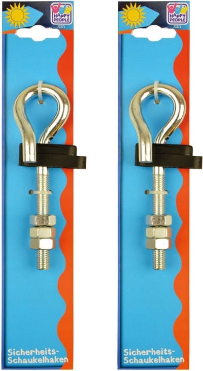 Happy People schommelhaak - 4x - zilver - staal - 16 cm - met moer