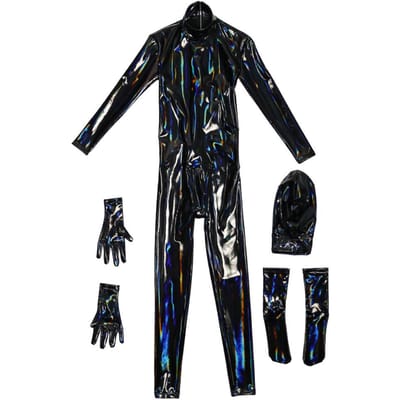 Sexy Heren Kunstlatex Pu Bodysuit Cosplay Natte Look Dienstmeisje Panty Zentai Volledige Lichaamsbedekking Bodysuit Club Catsuit Outfits Dienstmeisje Leotard E4XL black
