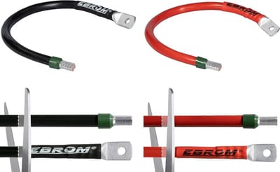 Set Rode en Zwarte Batterijkabels 16mm² met Kabelschoenen voor 12V/24V Accuverbinding