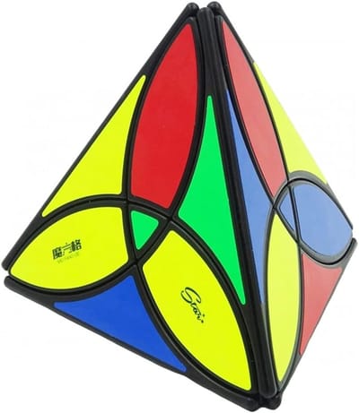 Clover Pyraminx Kubus - Draai Puzzel - Mentale Training - Stickerloos Ontwerp - 13.34 x 0.79 cm - Multicolor