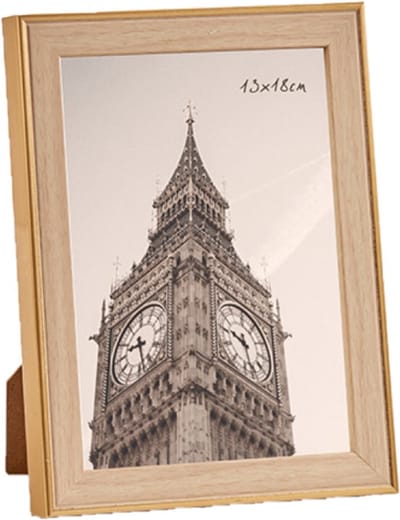 Fotolijst - goud/houtlook - kunststof/glas - 13x18 cm - 21x16 cm - staand/hangend