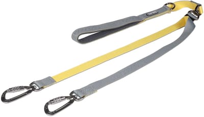 Boondog Dual Leash - Hondenriem voor 1 of 2 Honden - 2 Bevestigingspunten - Draaikoppeling - Verstelbaar - Extra Controle - Gray/Lemon - Maat S