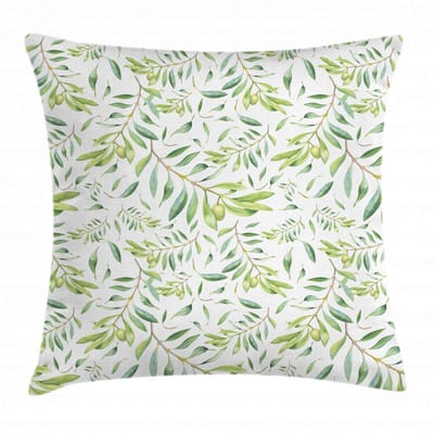 ABAKUHAUS Kussenhoes – Groene Blad 40x40 cm – Beide zijden bedrukt, Rits