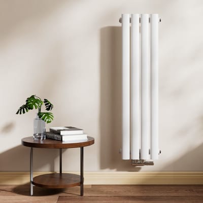 EMKE Design Radiator - Ovale Buizen - 90x24 cm - Enkel - Glanzend Wit - 266 W - Verwarming Alle Ruimtes