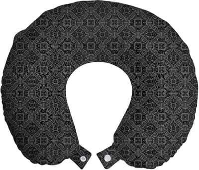 ABAKUHAUS Donkergrijs reiskussen met neksteun, Venetiaanse barokstijl, schuimrubberen reisaccessoire voor vliegtuig en auto, 30x30 cm, zwartgrijs