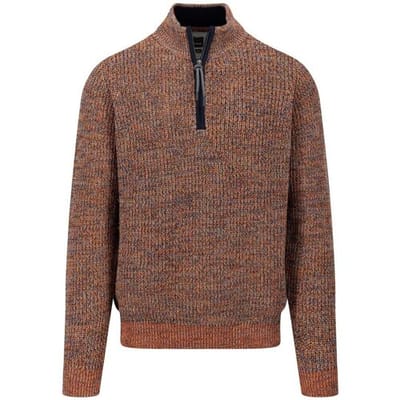 Fynch-Hatton Trui Knit Troyer Zip Mouliné Flame / male