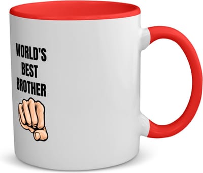 Akyol - world's best brother koffiemok - theemok - rood - Broer - broertje of broer - cadeau - verjaardag - broers - familie - 350 ML inhoud