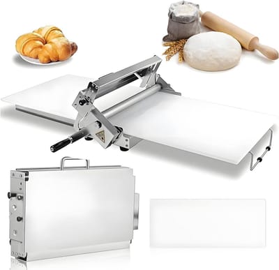 Deegrolmachine Roestvrij Staal - Deegroller Vouwbaar - Bakkerij Gebruik - Instelbare Dikte - 90x40cm Werkvlak - Zilver