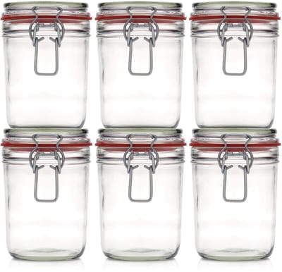Le Pratique Weckpotten 750ml | Voordeelset 6 stuks | Glazen Beugelpotten van Ø 85 mm (Rond) | Premium kwaliteit | Made in France
