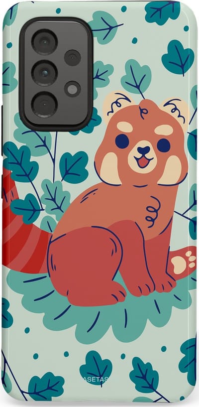 Casetastic Hoesje Geschikt voor Samsung A53 - Stijlvolle Beschermende Duo-layer Case - Rode panda tuin