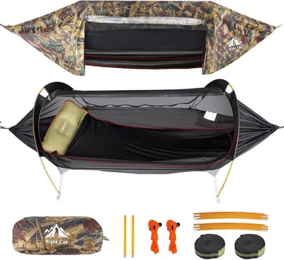 Hangmat Tent met Klamboe en Waterdichte Regenvlieg voor 1 Persoon - Ideaal voor Wandelen, Kamperen en Tuinavonturen