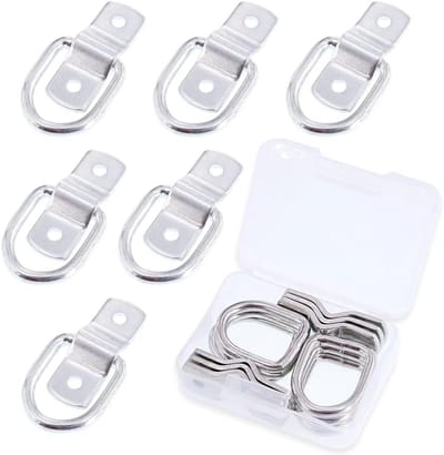 D Ring Tie Down Ankers - Lading Bevestigingspunten - Lading Zekeren - Verzinkt Staal - 6 Stuks - Zilver