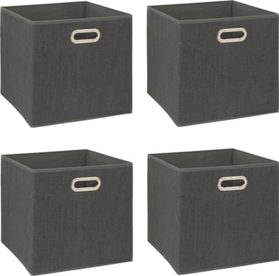 5Five Opbergmand/kastmandje - 6x - Donkergrijs - 31 x 31 x 31 cm - 29 liter - Vakkenkast manden - Stof met versterkte bodem - Opvouwbaar