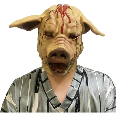 Parodie Gev Demoniseerd Varkenshoofd Latex Masker One size fits all adults beige